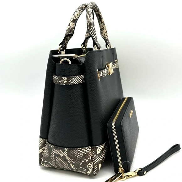 Michael Kors Large Reed Satchel Crossbody Bag & Large Continental Wallet Black - Picture 4 of 15